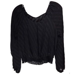 TARGET Black Blouse Sheer Chiffon Crop